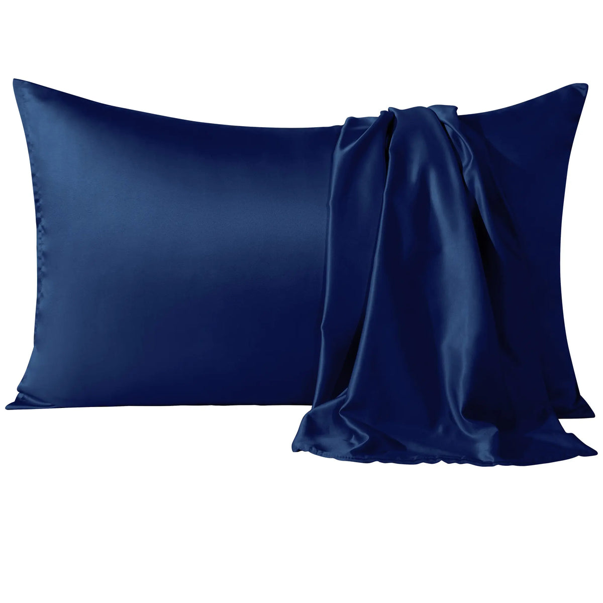 Bedsum 2‑Pack Silk‑Like Satin Pillowcases - Hidden Zipper Closure, Polyester Cooling Bedding, Gentle for Hair & Skin, Solid Colors, Thoughtful Sleep Gift Idea, Multi‑Size
