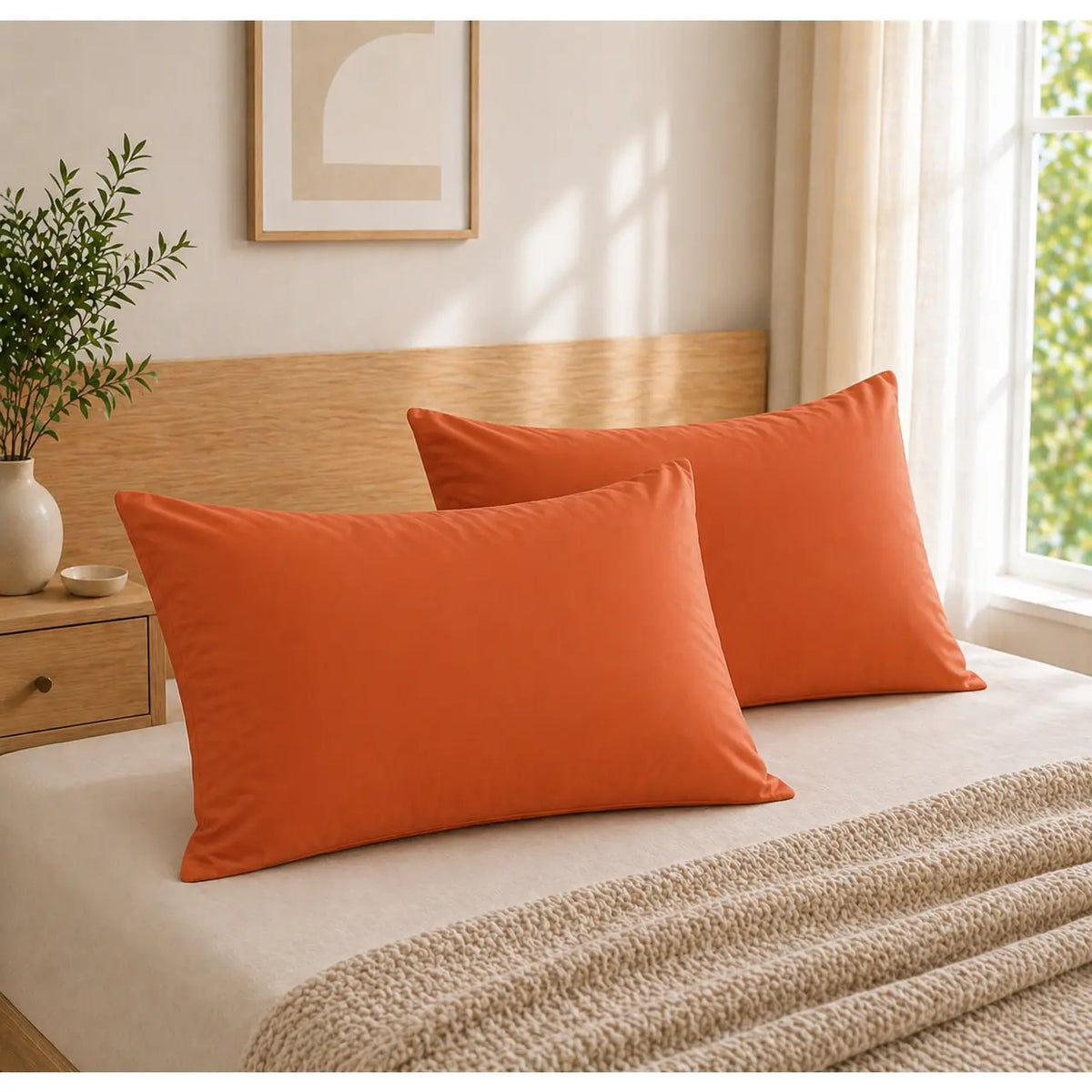 HTA 2-Pack Microfibre Pillowcases - Stain-Resistant, Durable, Ultra-Soft Envelope Closure Pillow Covers, Machine Washable for Restful Sleep