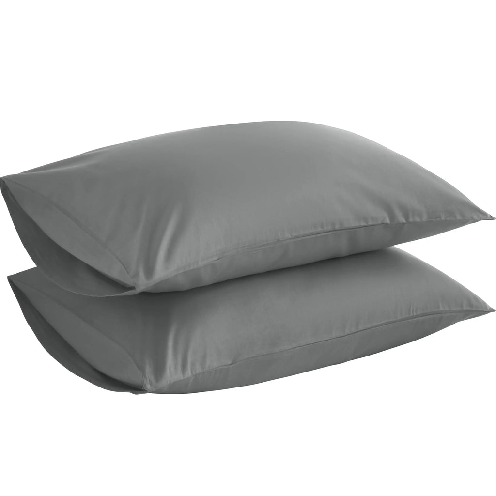 Bedsum 2-Pack 100% Cotton Pillow Cases, Classic Flat Weave with Envelope Closure, Soft Breathable Skin-Friendly Bedding Linens, Durable Fade-Resistant, Machine Washable Easy-Care, Multi-Size Options for Home Bedroom Everyday Use