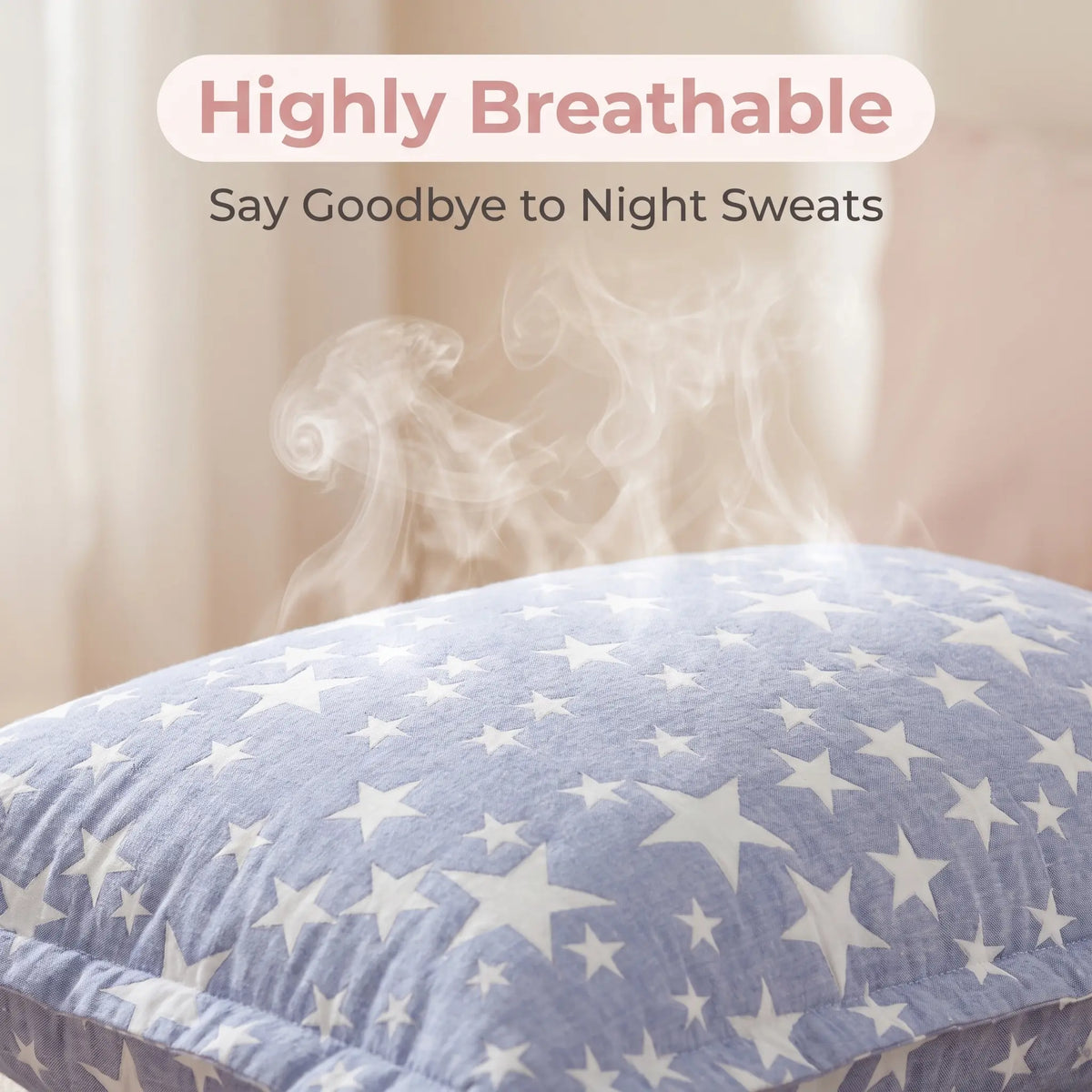 NTBAY 2-Piece 100% Genuine 3-Layer Natural Muslin Cotton Pillowcases (52x67cm) - Cooling Bedding, Anti-Allergic, Sweat-Wicking, Soft, Breathable, Durable, Skin-Friendly, Machine Washable, Envelope Closure Cushion Shams, All Seasons