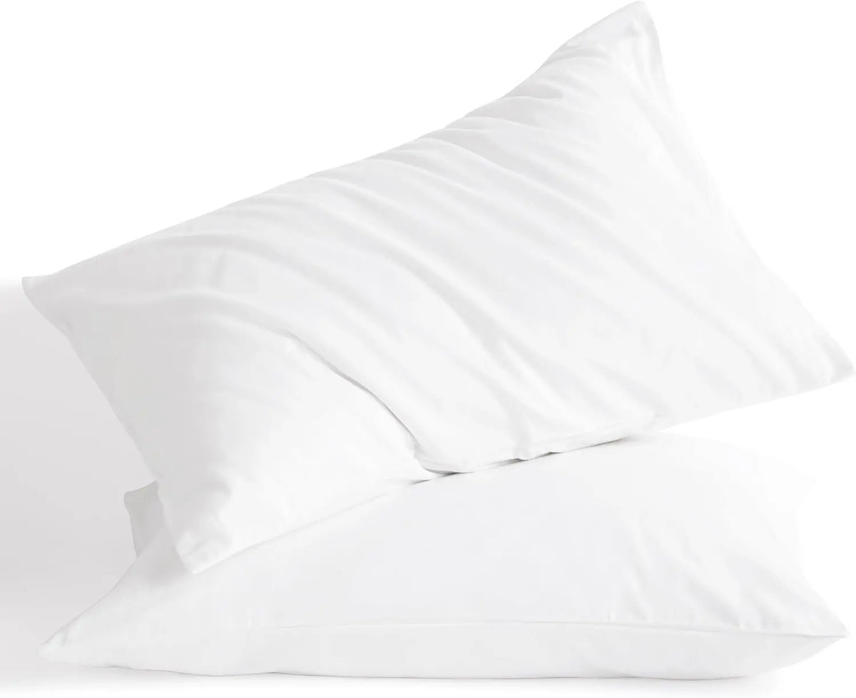 Plain 100% Cotton Pillowcase Set - 2-Piece, 400 Thread Count, Hotel Luxury, Soft & Breathable Flat Weave Pillowcases for Night Sleep Comfort, Set Of 2