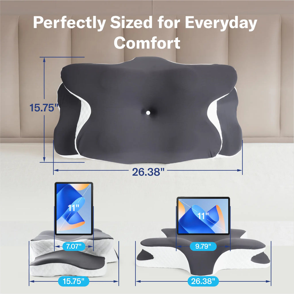 Alcedo Cervical Memory Foam Pillow for Neck and Shoulder Pain Relief, Adjustable Ergonomic Contour Orthopedic Pillow with Cervical Support for Side, Back and Stomach Sleepers