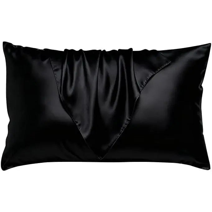 Satin Pillowcase Silkly Pillow Cases Soft Smooth 2 Pack Standard Size  Size Set of 2 Pillow Covers for Sleeping Black