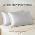 Bedsum Silk-Like Solid Satin Pillowcases - 2-Piece All Seasons Bed Linens, Flat Weave, Wrinkle-Resistant, Smooth, Gentle, Ultra-Soft, Cooling Bedding, Envelope Fit, Hair & Skin Care, Beauty Sleep Bed Accessories