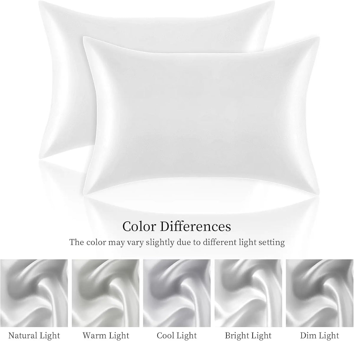 Satin Polyester Pillowcases Standard Set of 2 (20x26 in) - Hair Protection, Silk-Soft Bedding, Durable, Envelope Closure, Machine Washable, Low-Temperature Tumble Dry