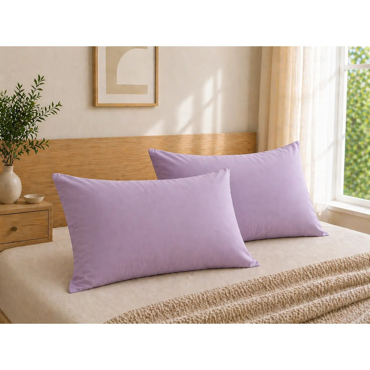 2-Pack Microfiber Pillowcases - Bed Linens with Secure Envelope Closure, Ultra-Soft Smooth Texture, Durable, Wrinkle-Resistant, Stain-Resist, Machine-Washable, Low-Maintenance Multi-Size Bed Pillow Covers for Comfortable Sleep