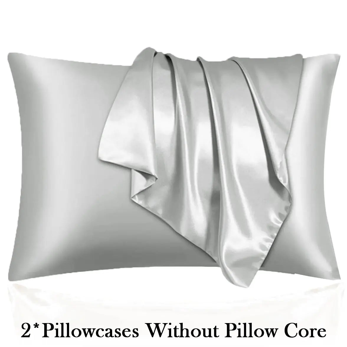 2Pcs Solid Satin Pillowcases Envelope Closure, Silky Soft, Hair & Skin Friendly, Pillow Covers Only, Hair And Skin Friendly