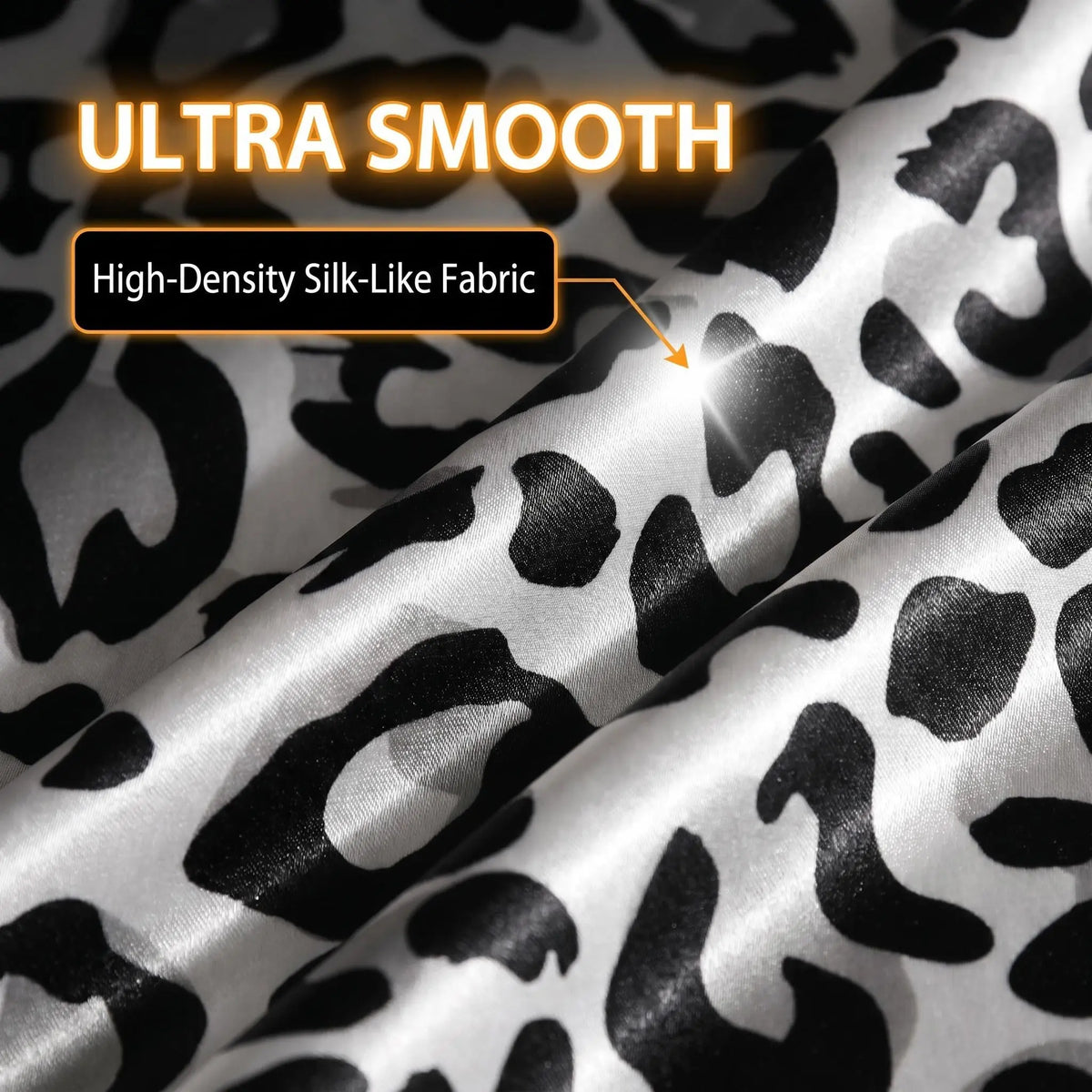 Bedsum Polyester Satin Leopard Print Pillowcase - 300 TC, Standard Size, Envelope Closure, Soft Cooling Smooth for Hair & Skin, Frizz-Free, Wrinkle Resistant, Durable, Machine Washable Bed Linens, High Security for Nighttime Rest, Silk-Like Bedding Decor
