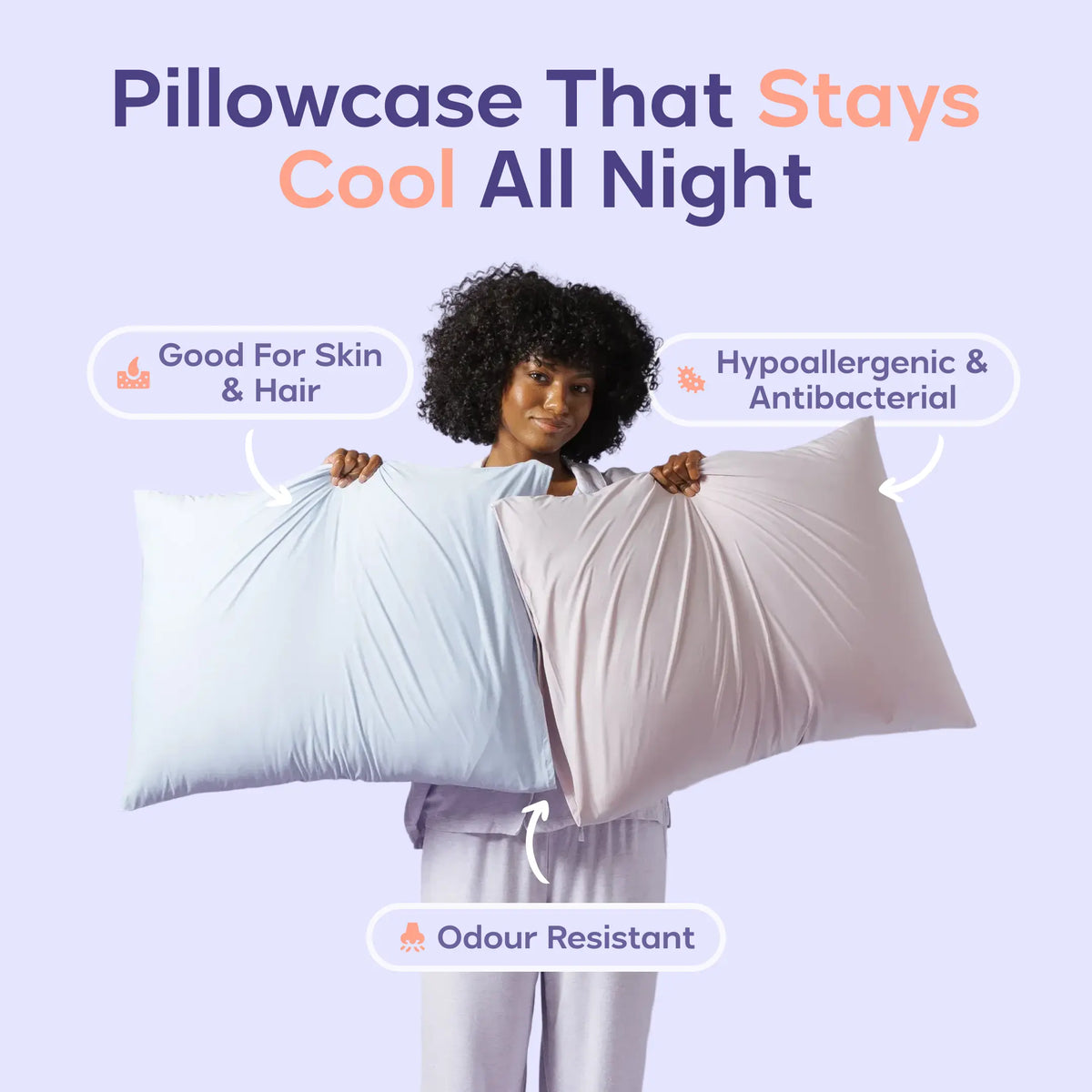Mellow Sleep | Cooling Pillowcase (2-Pack) - Silky Smooth Wrinkle-Free Soft and Fresh All Night Sleep Enhancer