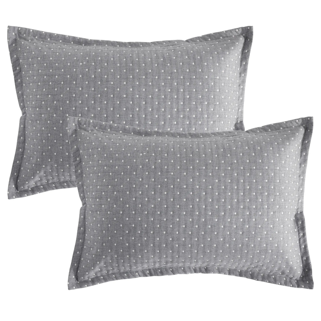 FLXXIE 2-Pack 3-Layer Muslin Cotton Euro Pillowcases - Soft Quilted Geometric Cushion Shams, 2-Piece Set, Envelope Closure, Breathable, Durable, Skin-Friendly, Hotel-Quality, Wrinkle Resistant, All Seasons, Light Warmth, Machine Wash, for Bedroom Decor