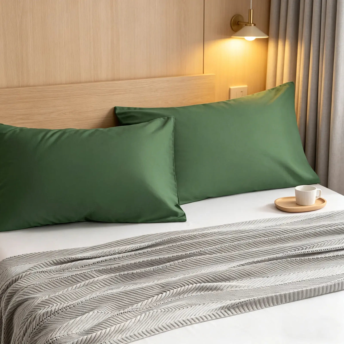 2 Pack Cotton Pillowcases, Soft Breathable Pillow Covers with Envelope Closure, Comfortable Solid Color Pillow Cases for Bed & Sleeping