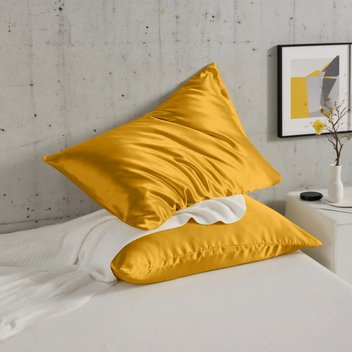 2 Silk Pillowcases - Solid Color, 51 x 102 cm & Multiple Sizes Available, Wrinkle Resistant, Fade Resistant, Durable, Glossy, Breathable, Cooling Bedding, Temperature-Regulating, Soft Comfortable Silk Fabric Pillowcases