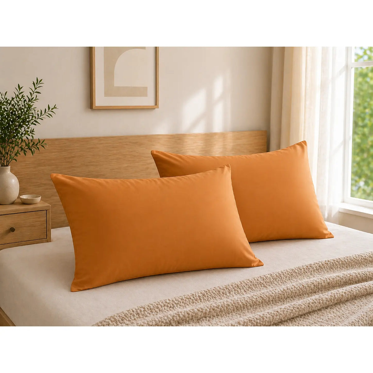 HTA 2-Pack Microfibre Pillowcases - Stain-Resistant, Durable, Ultra-Soft Envelope Closure Pillow Covers, Machine Washable for Restful Sleep
