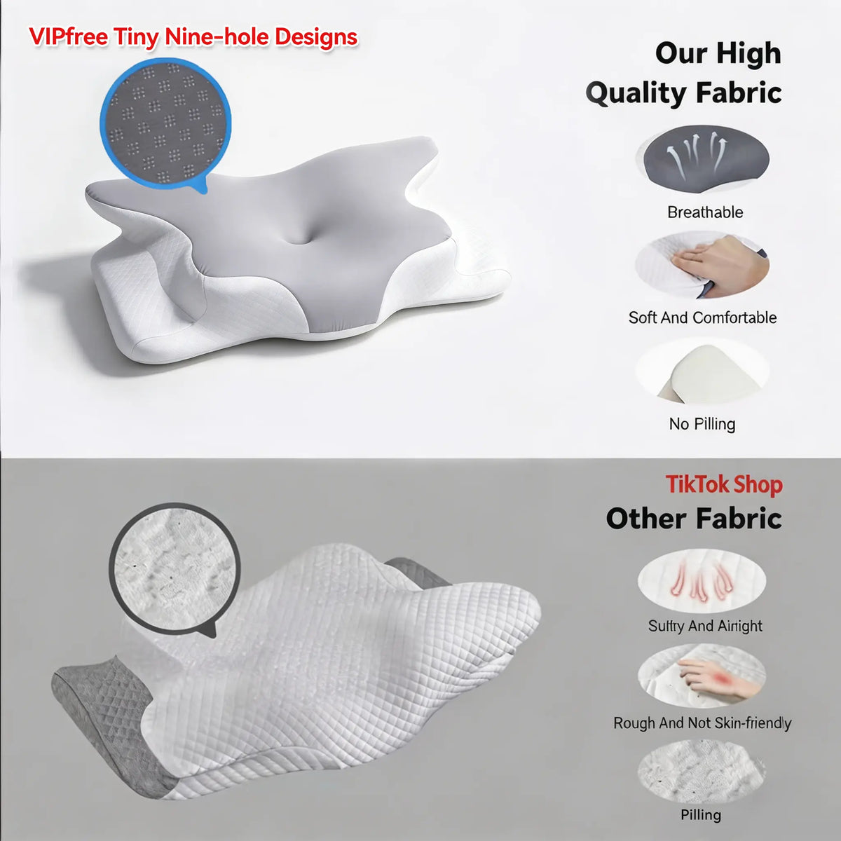 Orthopedic Cervical Neck Pillow for Sleeping - Ergonomic Memory Foam Cushion with Armrest, Back & Neck Pain Relief for All Sleep Positions, Orthopedic Memory Foam,back to school,back to school shopping,home decor,sohochic