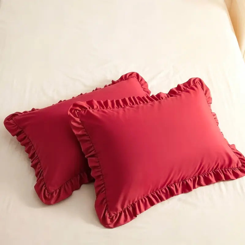 NTBAY Ruffled Pillow Shams, 1800 Series Brushed Microfiber, 2 Inch Ruffle Trim, Shabby Chic Decorative Cover, Envelope Closure, French Ruffle Pillowcase,Multi-Size, 2 Pack