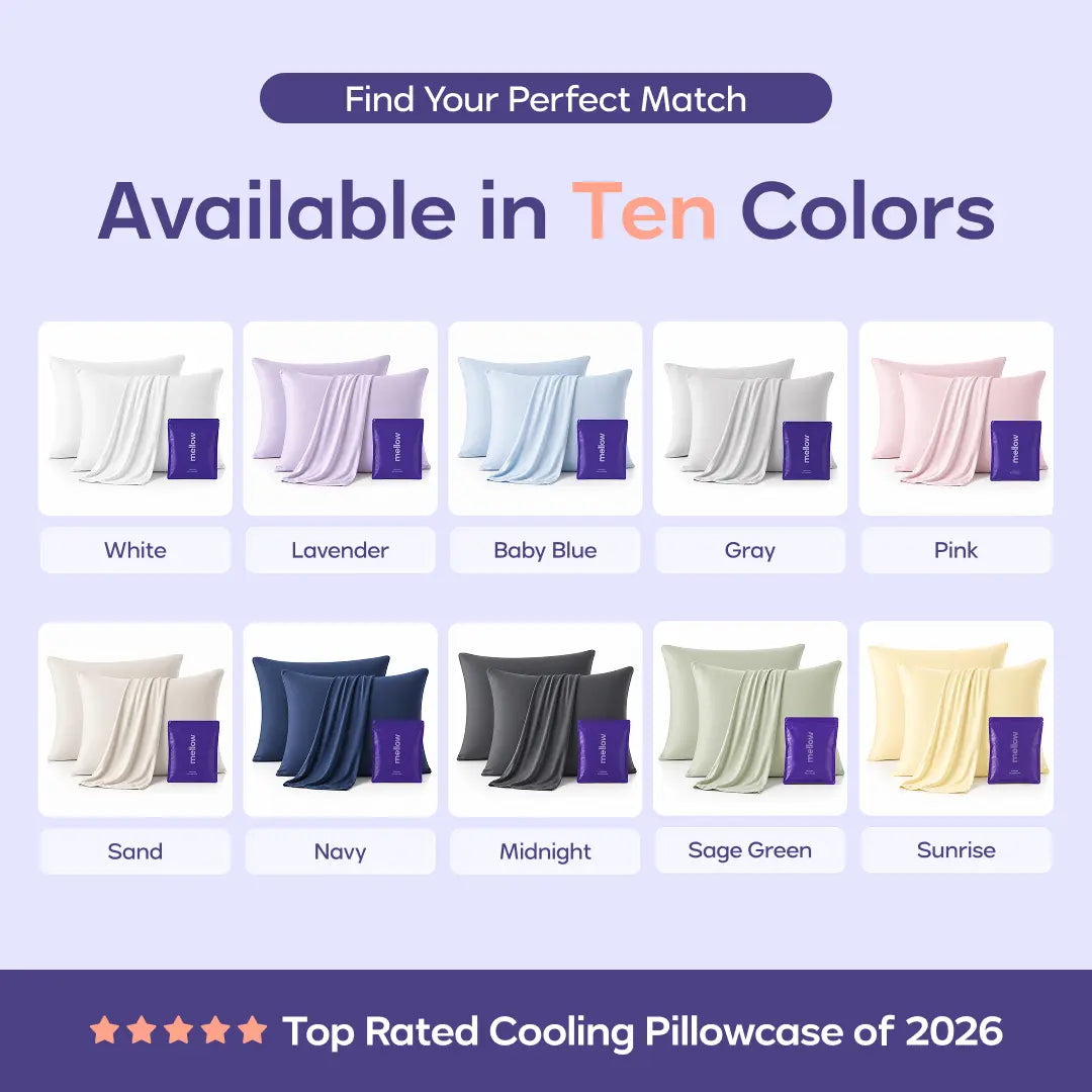 Mellow Sleep | Cooling Pillowcase (2-Pack) - Silky Smooth Wrinkle-Free Soft and Fresh All Night Sleep Enhancer