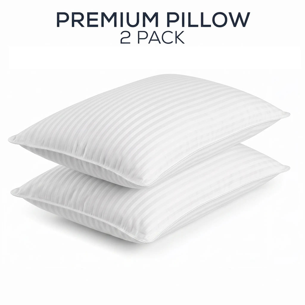 Utopia Bedding Premium Striped Bed Pillows for Sleeping (Pack of 2 & 4 ) - Polycotton Soft Breathable Covers, No-Shift Construction, White Memory Foam Support, Durable Back Sleeper Cooling Bedding,Bed Accessories, Bedroom Items, Supporting