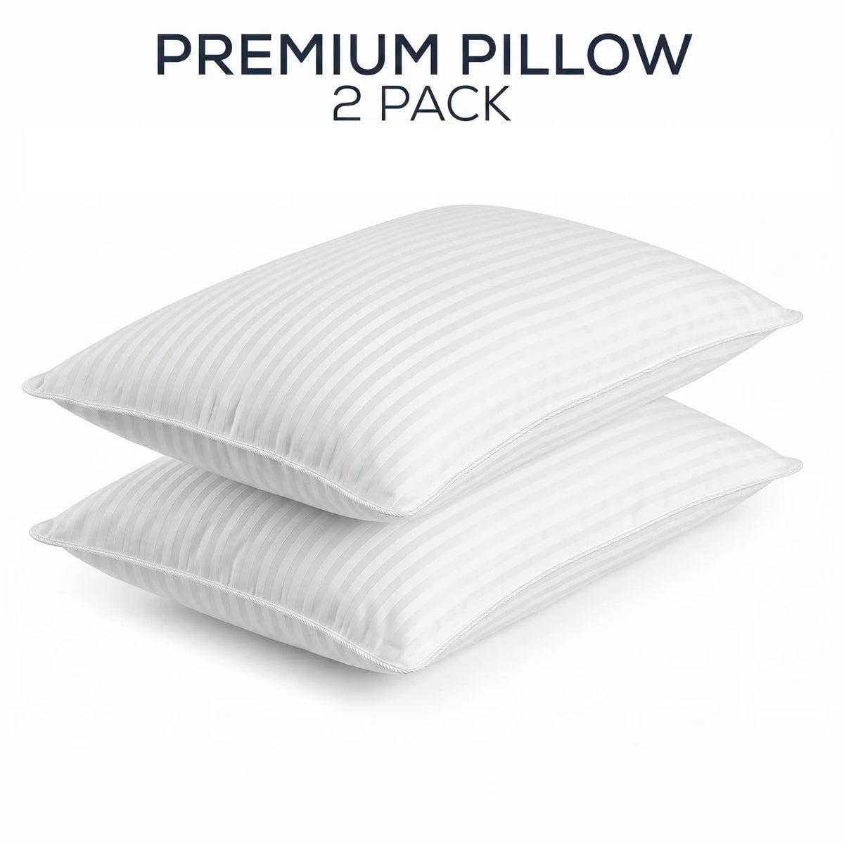 Utopia Bedding Premium Striped Bed Pillows for Sleeping (Pack of 2 & 4 ) - Polycotton Soft Breathable Covers, No-Shift Construction, White Memory Foam Support, Durable Back Sleeper Cooling Bedding,Bed Accessories, Bedroom Items, Supporting