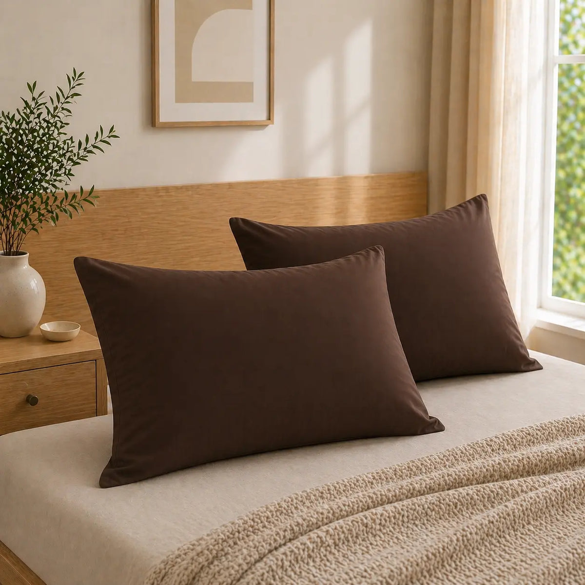 2-Pack Microfiber Pillowcases - Bed Linens with Secure Envelope Closure, Ultra-Soft Smooth Texture, Durable, Wrinkle-Resistant, Stain-Resist, Machine-Washable, Low-Maintenance Multi-Size Bed Pillow Covers for Comfortable Sleep
