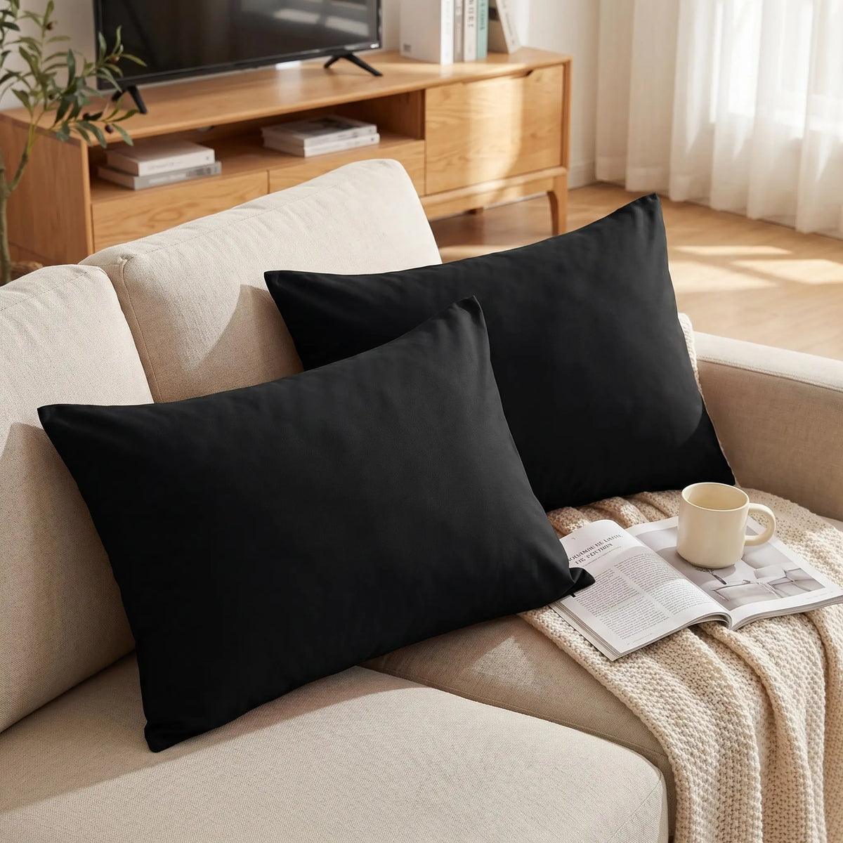 FLXXIE Brushed Fiber Pillowcases, 2-Piece Multi-Size Set - Premium Smooth Texture, Durable, Cozy, Breathable, Wrinkle-Resistant, Envelope Closure Bedding, Machine Washable, Solid Colors, California King for Restful Sleep at Home
