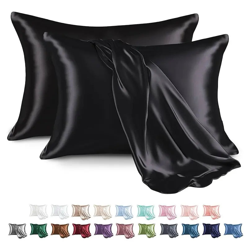 LAASANI 2-Pack Satin Pillowcases, Luxury Silk-Like Pillow Covers for Hair & Skin, Smooth Soft Bedding, Antiallergenic Flat Weave, Envelope Closure, Bedroom Decor