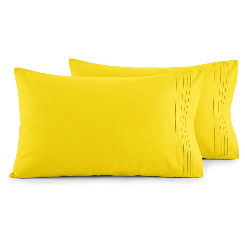 Elegant Comfort 2-Pack 3-Line Embroidered Set of 2 Pillowcases - Wrinkle-Free Microfiber for Hot Sleepers, Cool and Crisp with Smooth Weave
