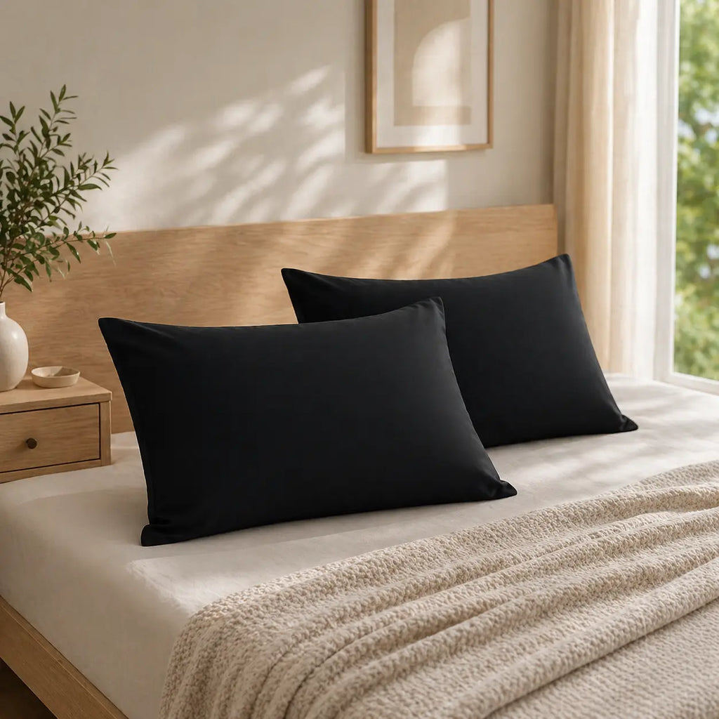 HTA Microfiber Pillowcases - 2-Pack, Multi-Sizes, Smooth, Ultra-Soft, Envelope Closure, Machine Washable, Durable, Modern Solid Bedroom Bedding for Everyday Use