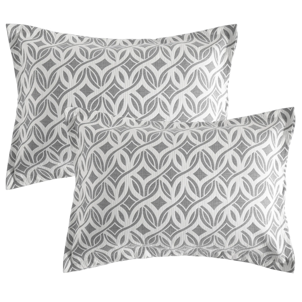 FLXXIE 2-Pack 3-Layer Muslin Cotton Euro Pillowcases - Soft Quilted Geometric Cushion Shams, 2-Piece Set, Envelope Closure, Breathable, Durable, Skin-Friendly, Hotel-Quality, Wrinkle Resistant, All Seasons, Light Warmth, Machine Wash, for Bedroom Decor