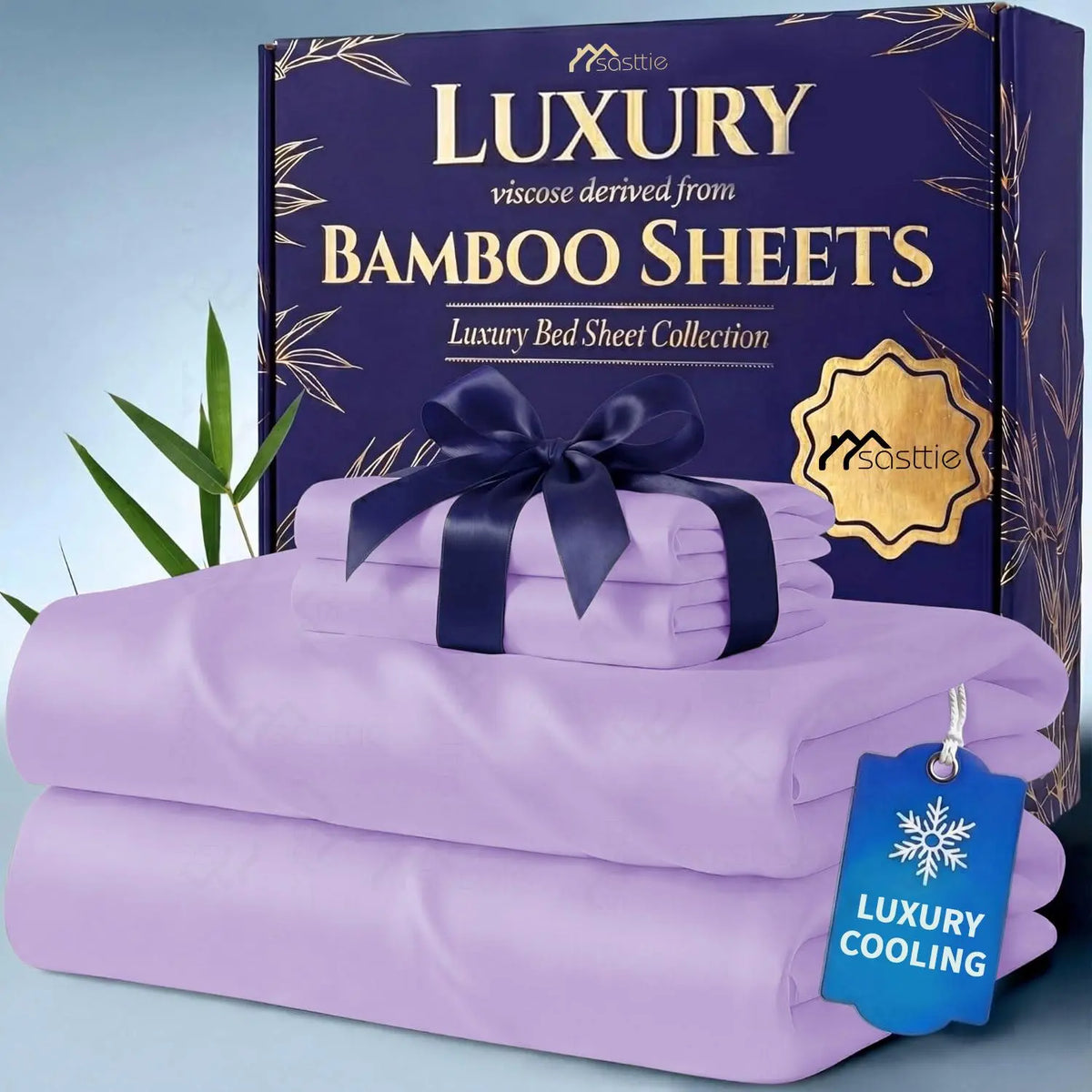 Bamboo Sheet Set with Secure Fitted Sheets - 3/4/6pcs Solid Queen Size Extra Deep Pocket, Comfy Breathable Cooling Bedding, Pillowcases, Ultra-Soft Wrinkle-Resistant, Hotel Luxury, Machine Washable for Kids' Bedrooms