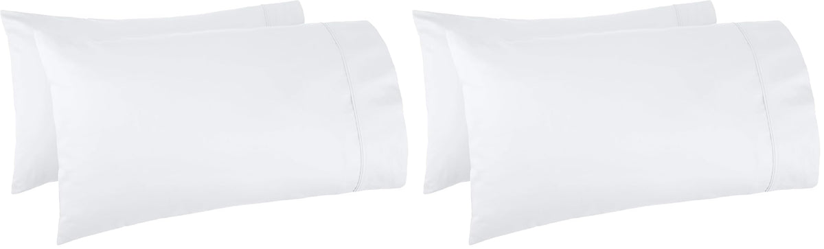 Amazon Basics 400 Thread Count 100% Cotton Pillow Cases, Soft, Wrinkle Resistant, Sateen Weave, Standard Size, 30" x 20", Dark Gray, Set of 2