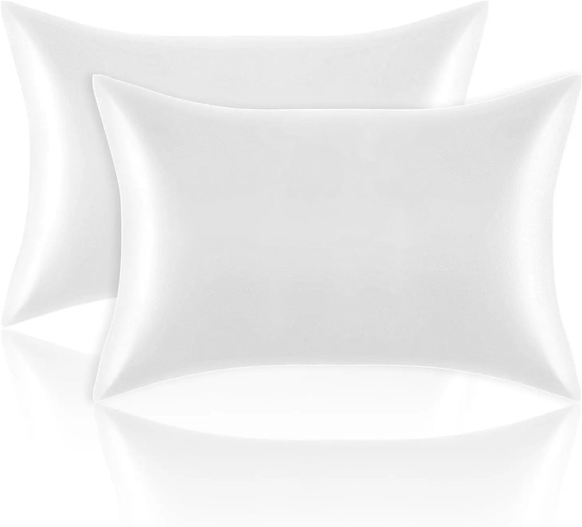 Satin Polyester Pillowcases Standard Set of 2 (20x26 in) - Hair Protection, Silk-Soft Bedding, Durable, Envelope Closure, Machine Washable, Low-Temperature Tumble Dry