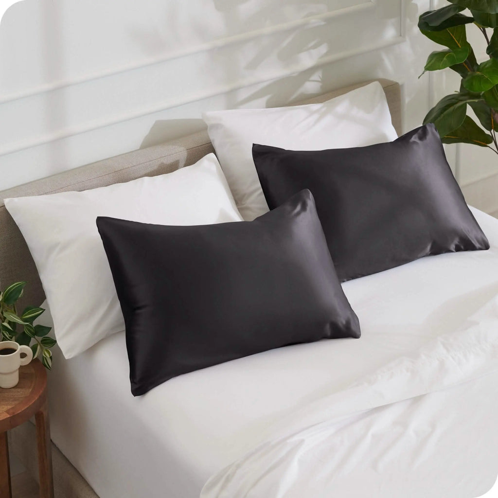 Bare Home Hair-Safe Polyester Satin Pillowcase Set with Envelope Closure, Envelope Closure Secures Fit, Polyester Satin Bedding Accessory