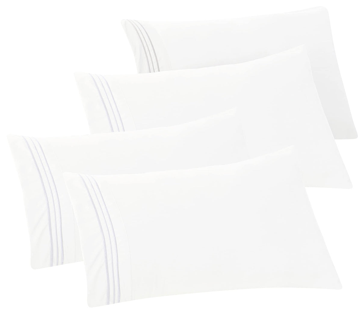 Elegant Comfort 4-PACK Solid Pillowcases 1500 Premium Hotel Quality Microfiber - Smooth Weave, Wrinkle and Stain Resistant, Easy Slip-On, 4-Piece Set, Standard/Queen Pillowcase, Gray