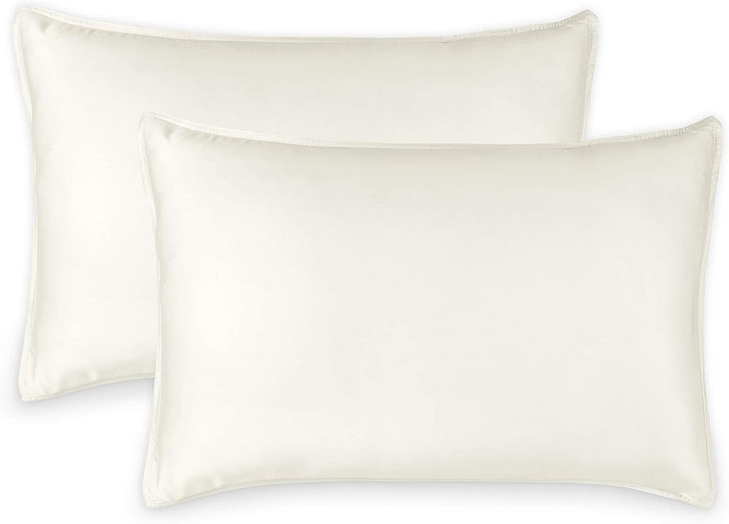 Queen Pillowcases by Pure Bamboo, Genuine 100% Organic Viscose Derived from Bamboo, Luxuriously Soft & Cooling, Double Stitching, Envelope Closure (2 Queen Pillowcases, Ivory)
