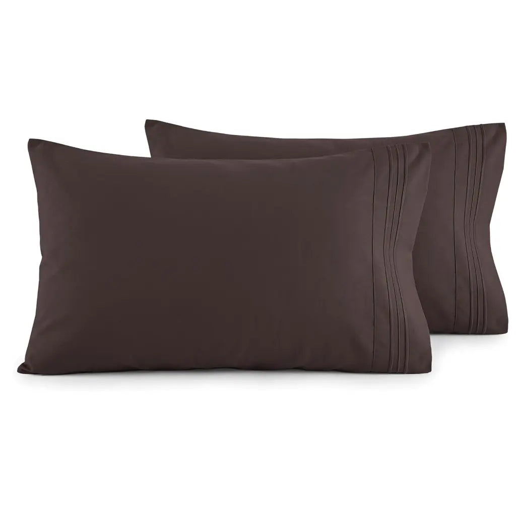 Elegant Comfort 2-Pack 3-Line Embroidered Set of 2 Pillowcases - Wrinkle-Free Microfiber for Hot Sleepers, Cool and Crisp with Smooth Weave