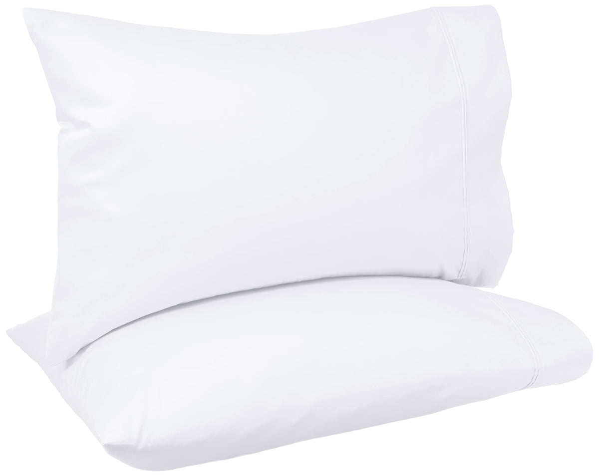 Amazon Basics 400 Thread Count 100% Cotton Pillow Cases, Soft, Wrinkle Resistant, Sateen Weave, Standard Size, 30" x 20", Dark Gray, Set of 2