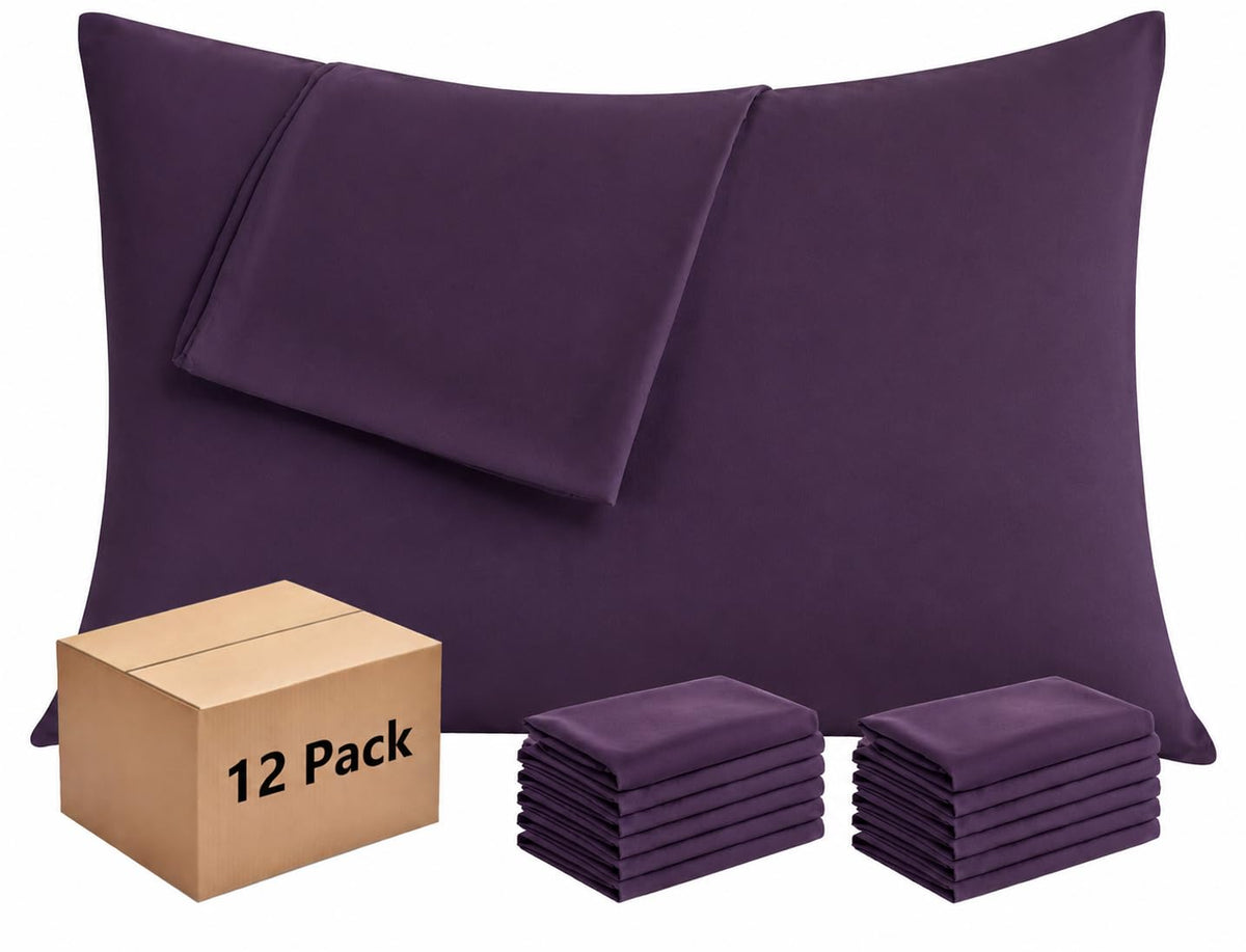 CULVE White Pillow Cases Standard 12 Pack, Microfiber Pillowcase, 20x26