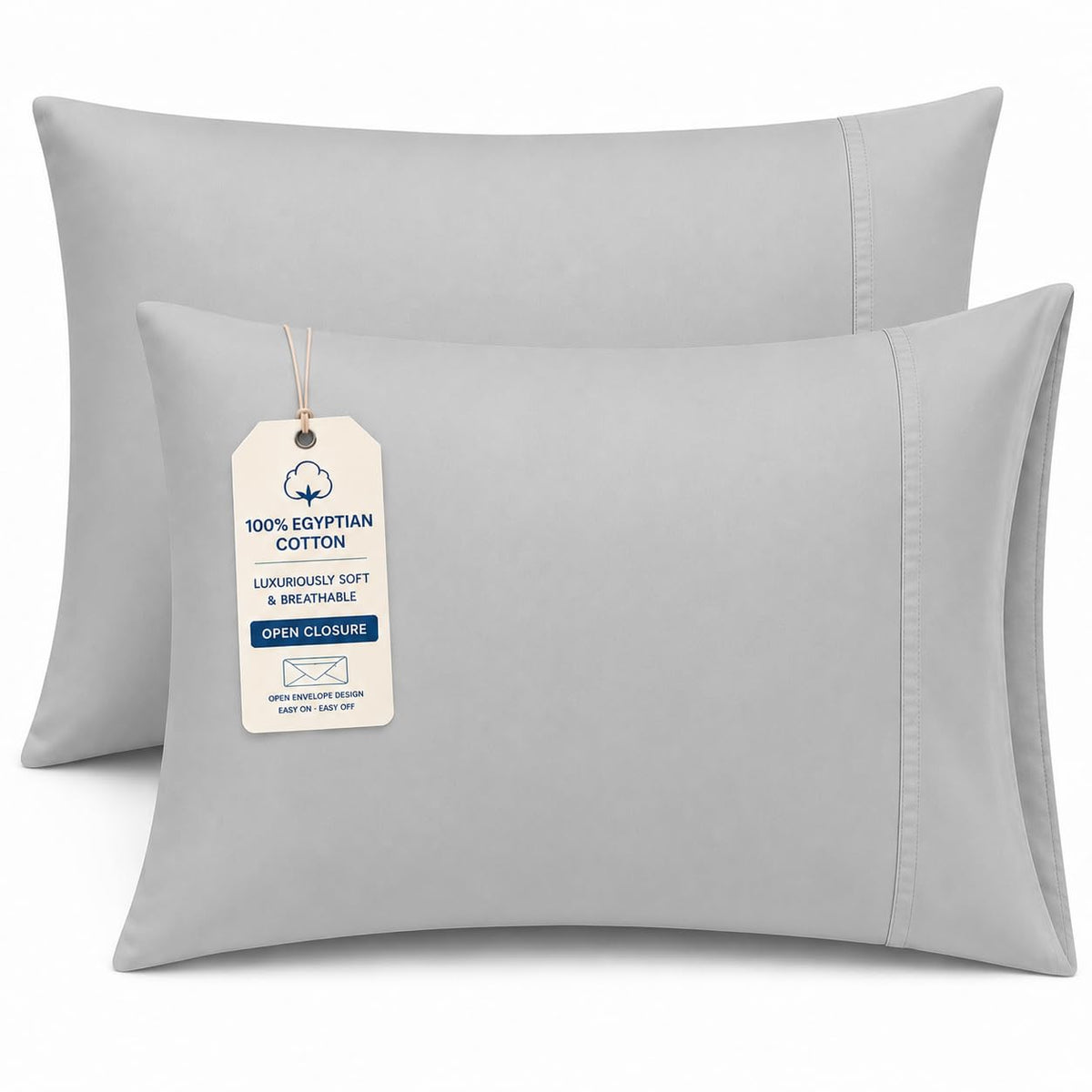 Hotel Collection Queen Pillow Cases Set of 4, 1000 TC Egyptian Cotton Pillow Covers, Ultra Soft Cooling Bed Bedding, White