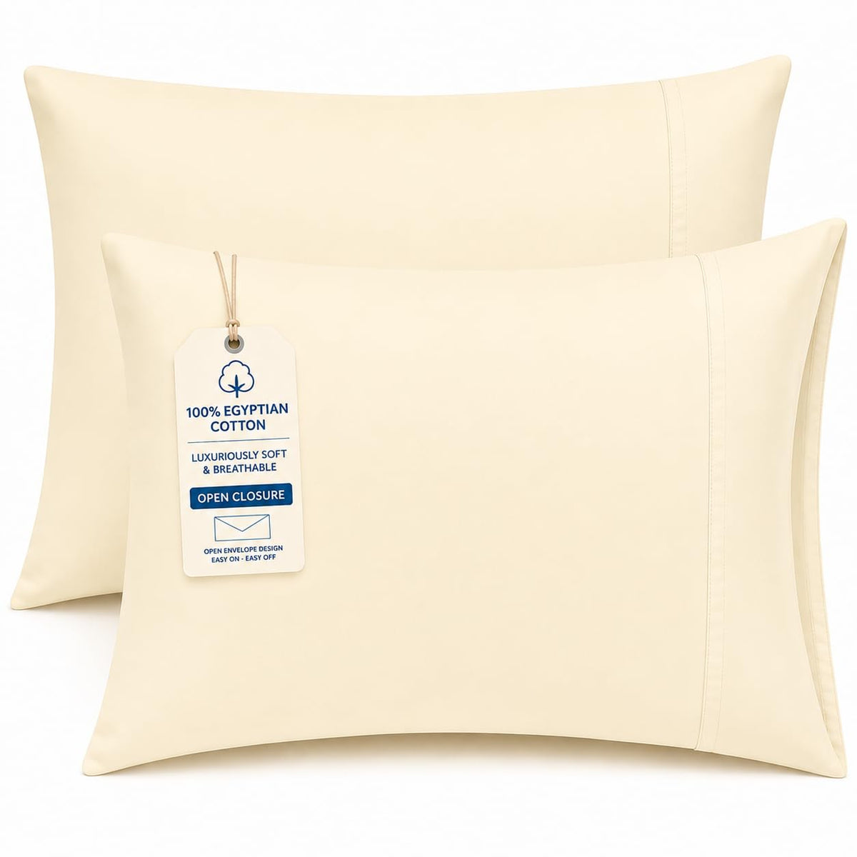 Hotel Collection Queen Pillow Cases Set of 4, 1000 TC Egyptian Cotton Pillow Covers, Ultra Soft Cooling Bed Bedding, White
