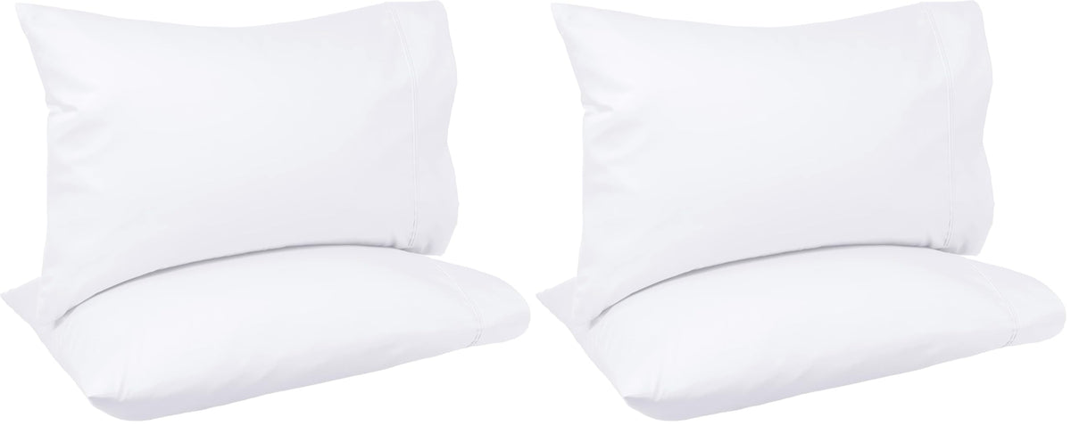 Amazon Basics 400 Thread Count 100% Cotton Pillow Cases, Soft, Wrinkle Resistant, Sateen Weave, Standard Size, 30" x 20", Dark Gray, Set of 2