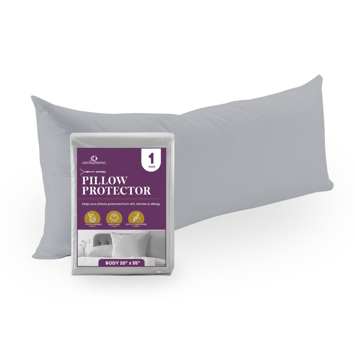 CirclesHome Pillow Protectors 4 Pack Standard Zippered - 100% Cotton Breathable Pillowcases - Protects Pillows from Dirt, Dust and Debri (Standard - Set of 4 - 20x26)