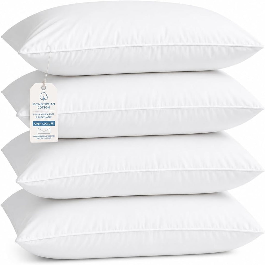 Hotel Collection Queen Pillow Cases Set of 4, 1000 TC Egyptian Cotton Pillow Covers, Ultra Soft Cooling Bed Bedding, White