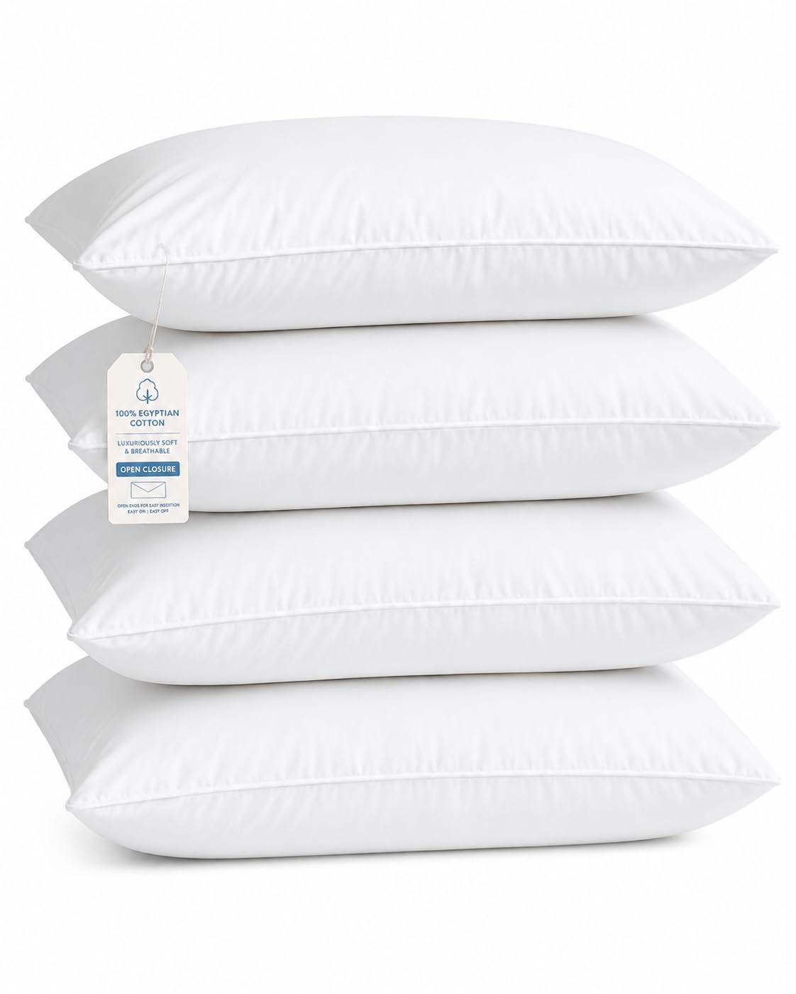 Hotel Collection Queen Pillow Cases Set of 4, 1000 TC Egyptian Cotton Pillow Covers, Ultra Soft Cooling Bed Bedding, White