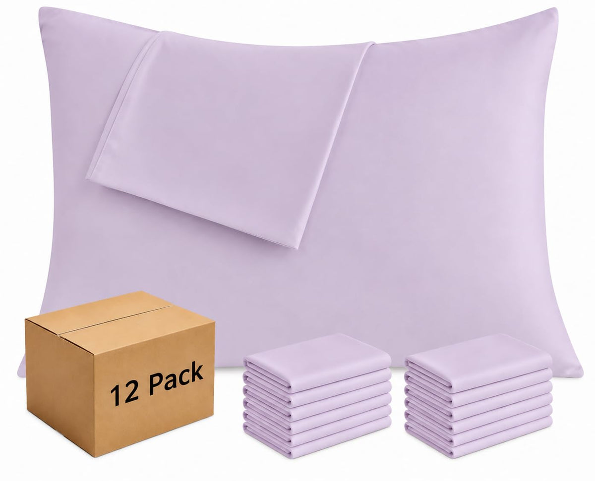 CULVE White Pillow Cases Standard 12 Pack, Microfiber Pillowcase, 20x26