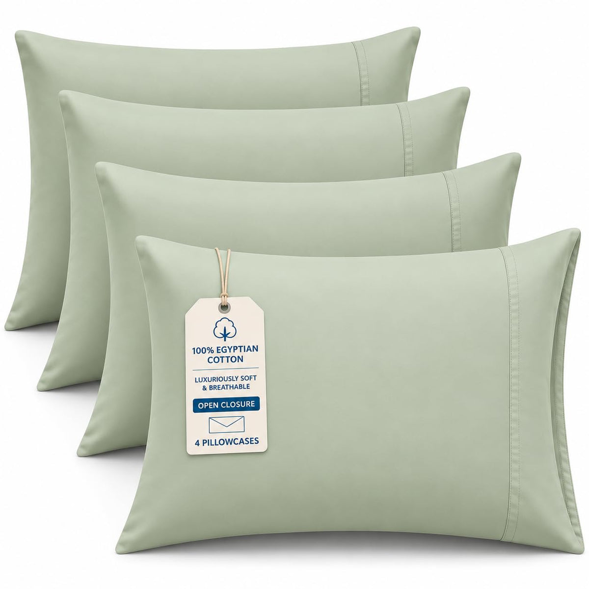 Hotel Collection Queen Pillow Cases Set of 4, 1000 TC Egyptian Cotton Pillow Covers, Ultra Soft Cooling Bed Bedding, White