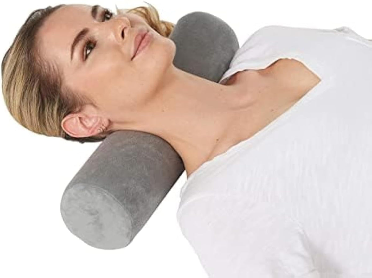 AllSett Health Firm Round Bolster Pillow - Memory Foam Cervical Neck Roll Pillow for Sleeping