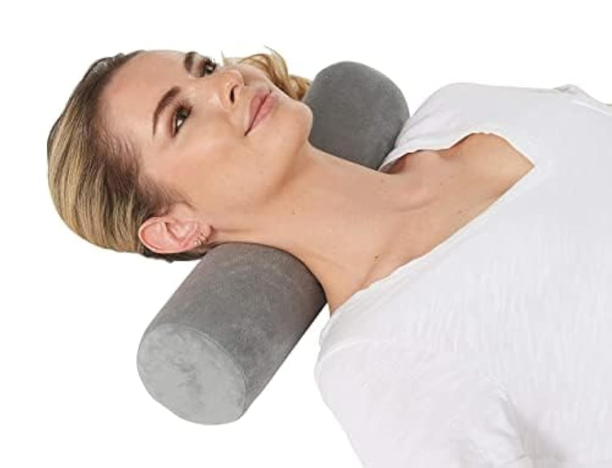 AllSett Health Firm Round Bolster Pillow - Memory Foam Cervical Neck Roll Pillow for Sleeping