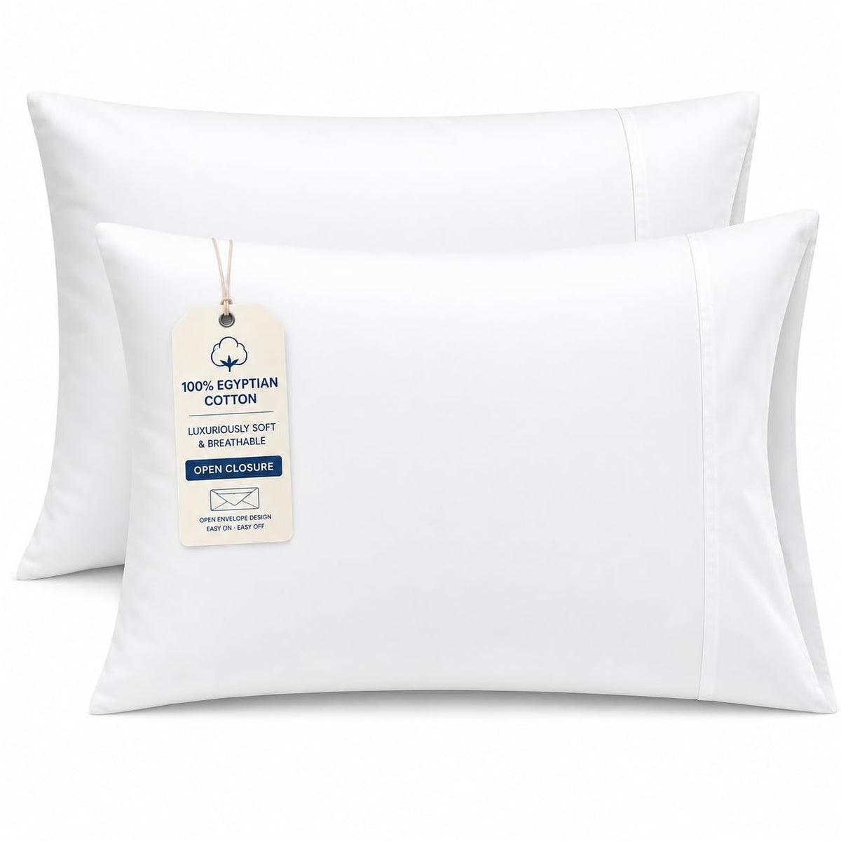 Hotel Collection Queen Pillow Cases Set of 4, 1000 TC Egyptian Cotton Pillow Covers, Ultra Soft Cooling Bed Bedding, White