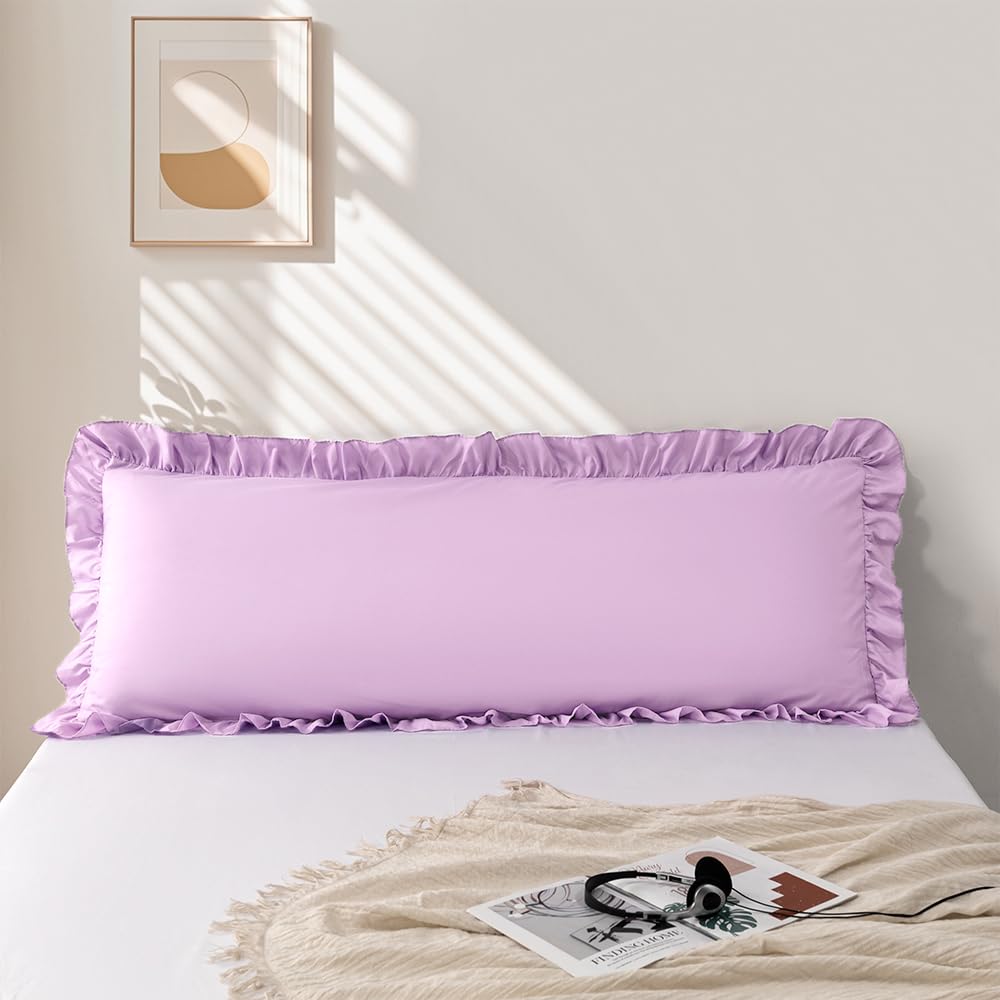 Ruffle Pillow Case Standard Size Set of 2, Pink, 20"x26"