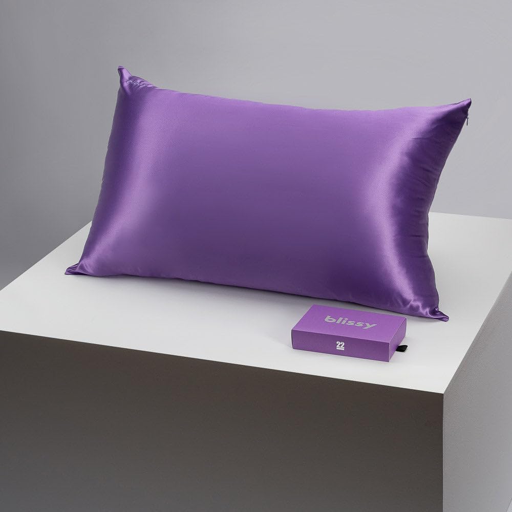 Blissy Silk Pillowcase - 100% Pure Mulberry Silk - 22 Momme 6A High-Grade Fibers - Silk Pillow Cover for Hair & Skin - Regular, Queen & King (Blissy White, Standard)